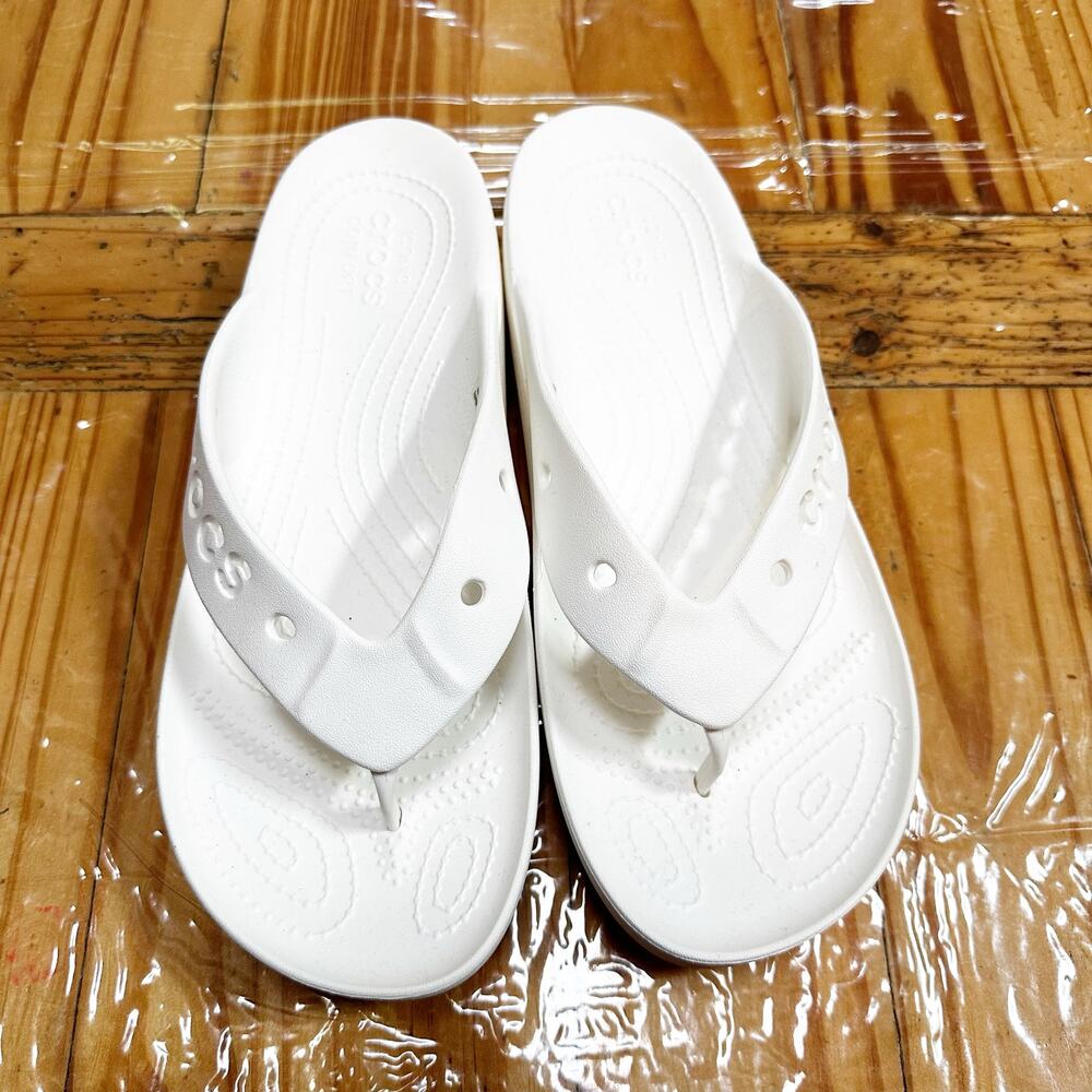 Crocs Iconic Comfort White Flip Flop Sandals Women's 11 Lightweight Casual